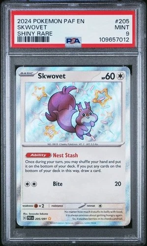 PSA 9 MINT: Skwovet 205/091 SV: Paldean Fates Holo