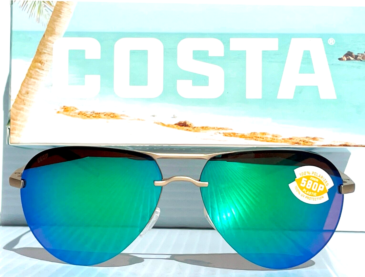 New COSTA HELO Champaign Aviator POLARIZED Green Mirror 580P