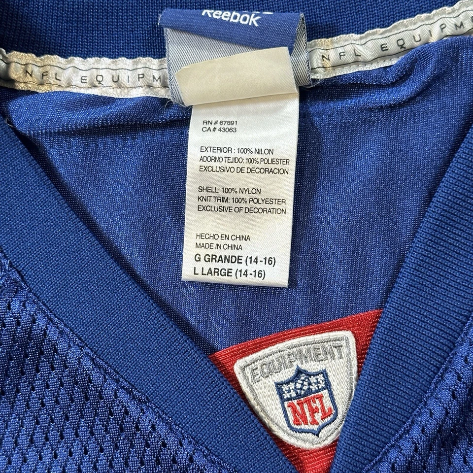 Camiseta deportiva juvenil grande #88 NFL On Field Reebok de los New York Giants Hakeem Nicks Foto 4 de 4