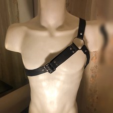 Men Leather Body Chest Harness Belt Buckle Straps PU Leather Suspenders Costume