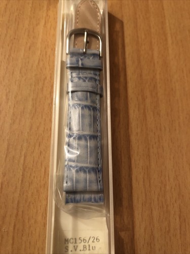 18mm Genuine Leather High Quality krug Baumen Strap (S.V.Blu) Crocodile Style - Picture 2 of 3