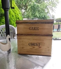 Farmhouse Antique  Metal Cake Chest Two Tiered Carrier, 1920s (Bread Box)