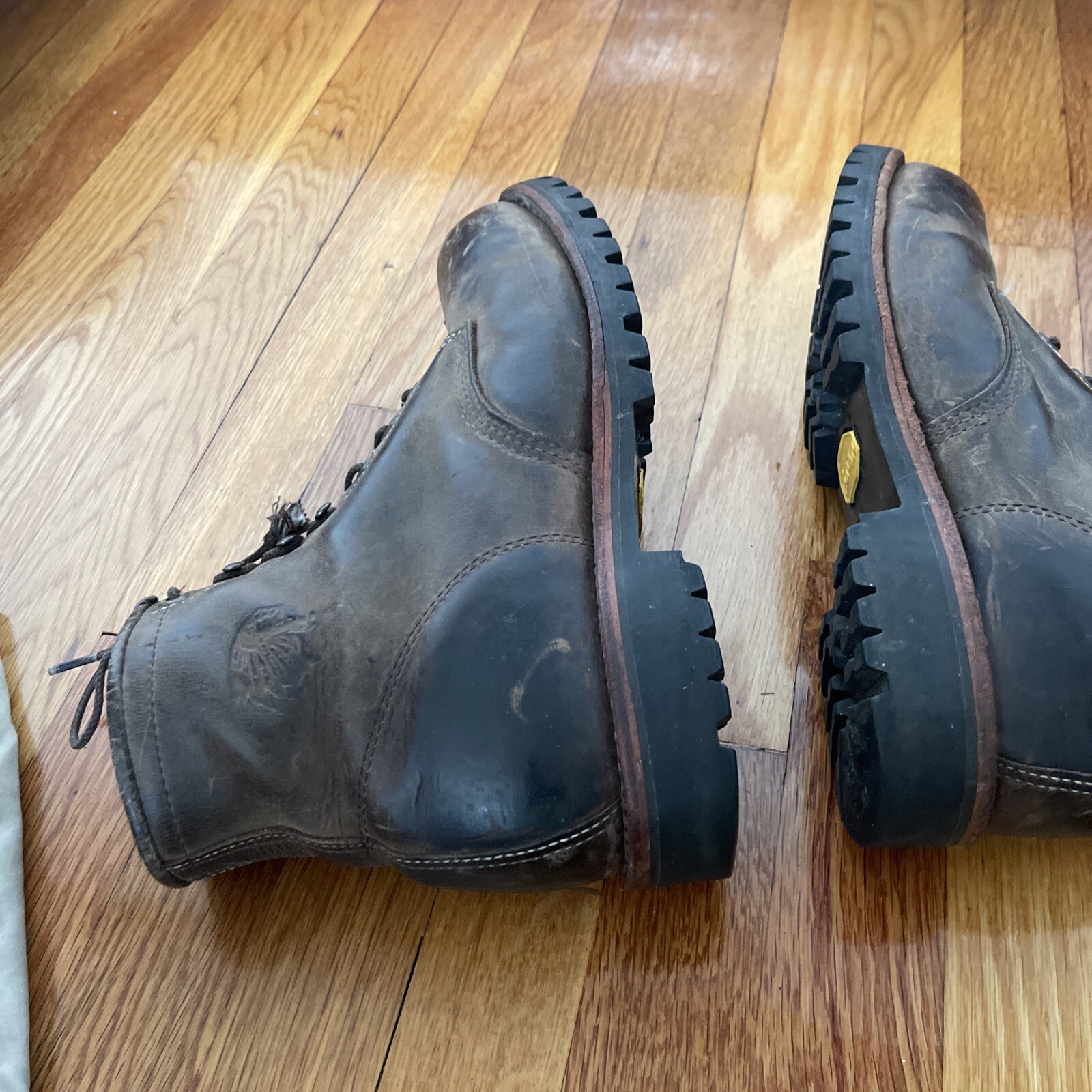USA VINTAGE CHIPPEWA BROWN LEATHER LACE UP STEEL TOE WORK BOOTS 11.5D