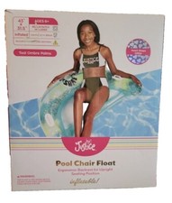 New Justice Inflatable Teal Ombre Palms Pool Chair Float 43" x 31.5"