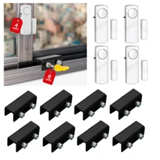 8x Security Window Locks with Keys & 4 Wireless Sensor Door Window Burglar Alarm