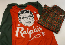 Mens L Christmas Story Mens Ralphie Plaid Pajama Set nwt
