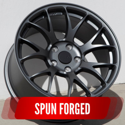 4 CIRCUIT CSF2 17x9 5x114.3 +35 MATTE FLAT GUNMETAL SPUN FORGED WHEELS RIMS MESH