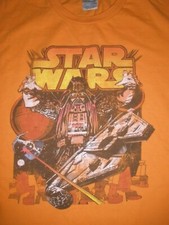 Vtg Star Wars Darth Vader Ships T Shirt, Rare, Movie mens or youth-Orange