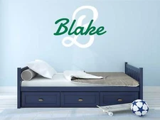 Custom Name and Initial Nursery Baby Boy Wall Decal Vinyl Sticker