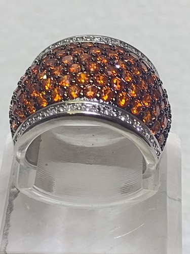 Anillo Banda Diamante Rojo e Incoloro Simulado 15.9 mm Ancho Talla 5 Nuevo Nunca Usado - Imagen 10 de 14