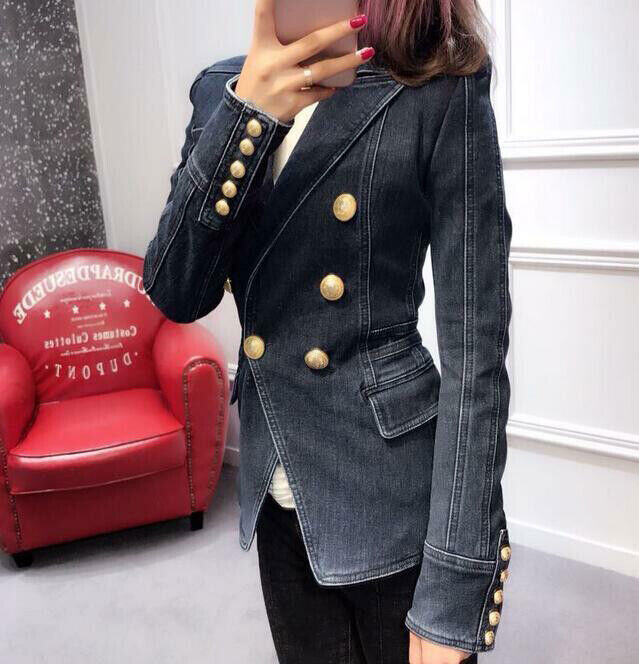 ALTRA Cappotto cappotto tuta donna 2023 nuovo primavera denim passerella metallo oro bottoni set