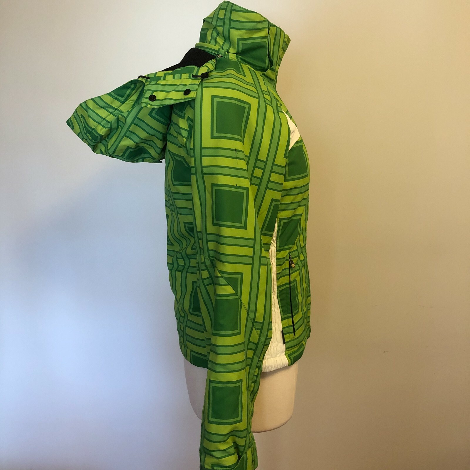 Cross Sportswear Full Zip Removable Hood Green Plaid Ski Jacket Women's