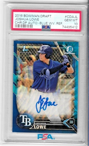 2016 Bowman Chrome Joshua Josh Lowe Blue Wave Auto RC /150 PSA 10 RAYS POP 3