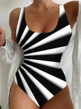 Contrast Color Backless One-piece Swimsuit, Tummy Control High Cut, Large, NEW