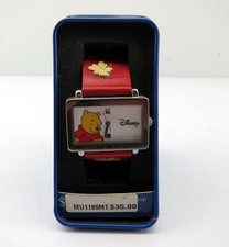 NOS Disney MU1185-MT Red Rectangle Analog Women's Winnie The Pooh Watch Vintage