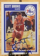 1989/90 Fleer #114 Scott Brooks Authentic Rookie On Card Signed Auto RC- READ