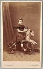 CDV BOY IN DRESS RIDING BEAUTIFUL HORSE TRICYCLE TOY ANTIQUE PHOTO TUNBRIDGE