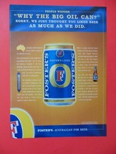 2001 FOSTER'S Big BEER OIL CAN art print ad
