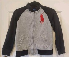 Polo Ralph Lauren Grey/Black Zip Up Sweater Boys / Girls. Size M 10/12