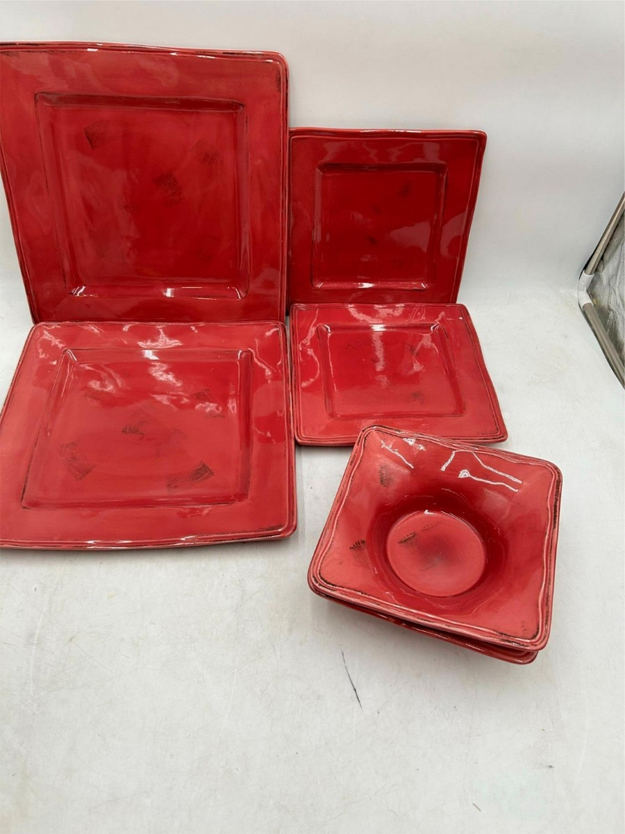 PCS GIBSON ELITE SQUARE ANTICA ROMA BURGUNDY PLATES BOWLS