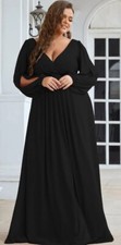 Plus Size Chiffon Formal Evening Dress with Long Lantern Sleeves, New With Tags