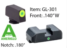 Ameriglo Pro i-Dot 2 Dot Glock Night Sight Set Lumi Green Tritium Low Front Rear