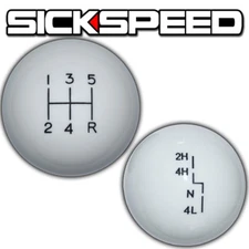 WHITE OL' SKOOL SHIFT KNOB/TRANSFER CASE SET FOR 5 SPEED JEEP YJ GEAR SHIFTER