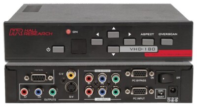 Hall Research PC/HDTV Scan Converter RS-232 Control VHD-180 w/ IR Remote & I/o