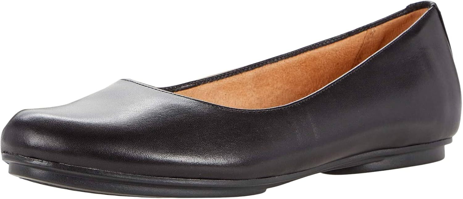 Naturalizer Women Maxwell Slip On Flats 7.5 Narrow, Black Leather
