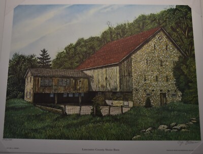 C.J. BROWN limited art print signed 202/1000, ''Lancaster County Stone Barn'' 1991