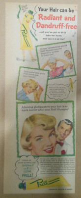 Prell Shampoo Ad: For  Shiny Glowing Hair ! 1940's Size: 7.5  x 15 inches