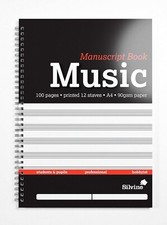 Silvine A4 Music Manuscript Book - Printed 12 Stave 100 Pages 