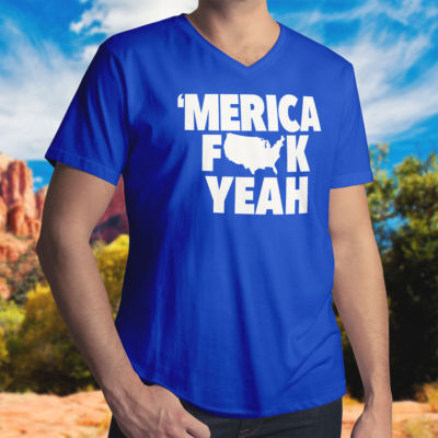 Funny Merica Shirt USA Patriotic Merica F**k Yeah Mens Unisex V