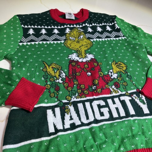 The Grinch ugly Christmas sweater Size medium “Never Naughty” NWOT Green Season - Picture 2 of 7
