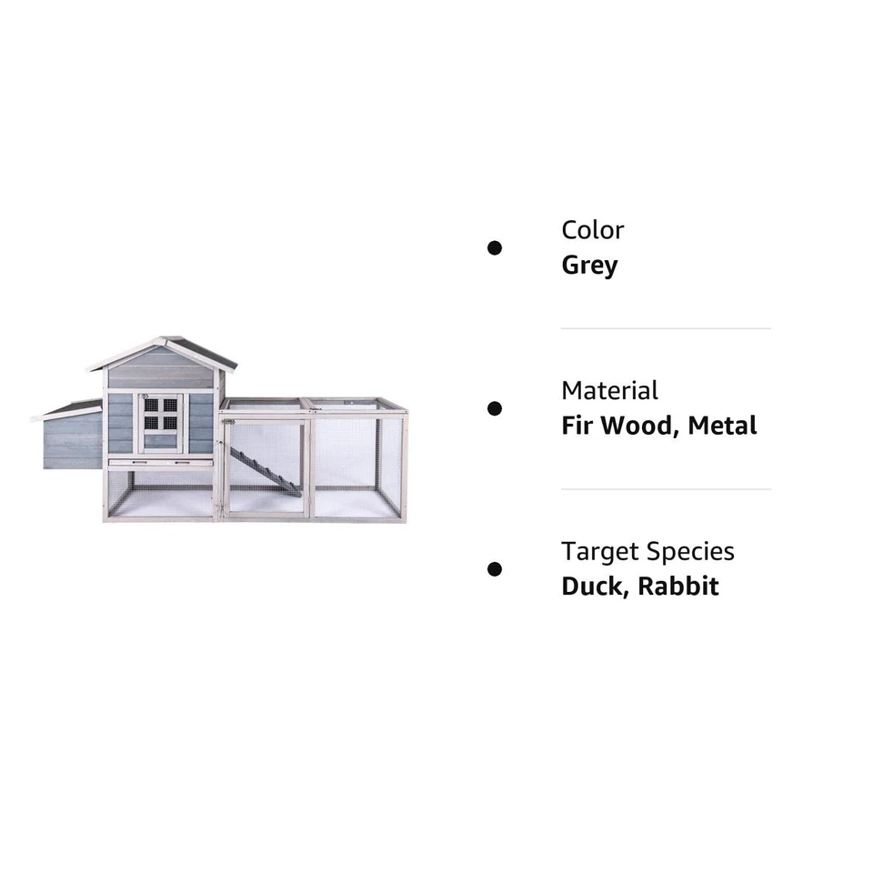 Caja nido gallinero de madera gris 80"" pato gallina casa aves mascota cabaña jardín Foto 4 de 4