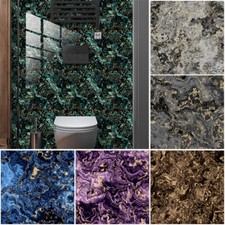 10x- 100x Luxury Marble Tiles Wall Sticker Self-Adhesive Kitchen Bathroom Decor