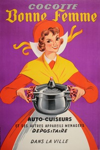 Original Vintage Cooking Poster Cocotte Bonne Femme 1956 Pressure