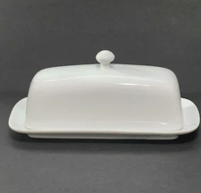 Porcelain Classic White Butter Dish w/Lid Dash of That Sturdy 8"L 4.2"w
