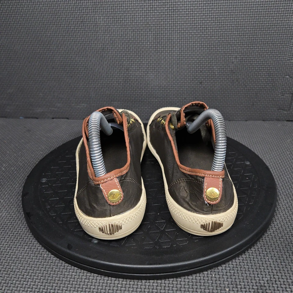 Zapatos deportivos Palladium Flex de encaje para mujer talla 7,5 marrón oliva blanco lona de caña baja Foto 4 de 4