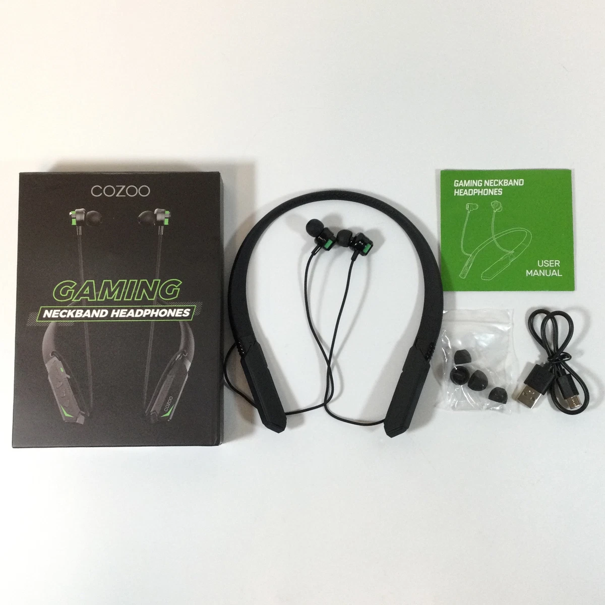 Cozoo MC GT7 Black Wireless Bluetooth Gaming In Ear Neckband Headphones Used