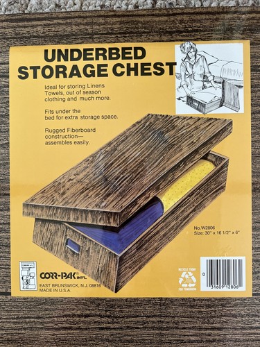 Vintage Corr-Pak Underbed Storage Chest Rugged Fiberboard Construction 30x16.5x6 - Picture 2 of 5