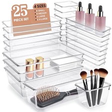 Acrylic Drawer Organizers Set Storage for Makeup, Office Desk Small Clear