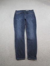 Lands End Blue Stretch Denim Pull On Skinny Jeans Womens Size 10 Mid Rise