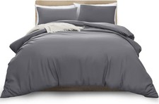 MOONLIGHT20015 Double Duvet Cover Set Grey Solid Soft Double Bedding Duvet Cove