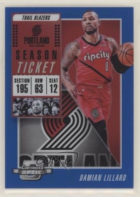 2018 Panini Contenders Optic Season Ticket Blue Prizm 76/99 Damian Lillard no9