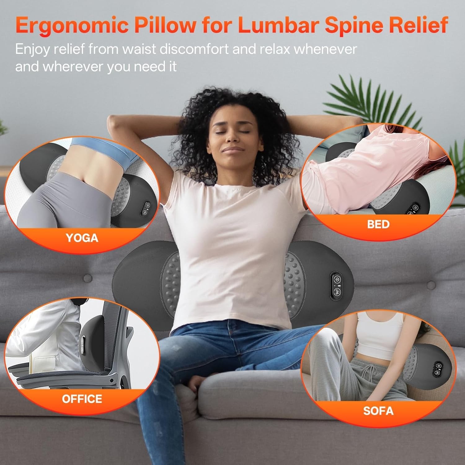 3-In-1 Electric Lumbar Support Pillow for Bed and Chair, Smooth Spine Triple Fus