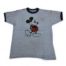 Vintage 90s Mickey Mouse Walt Disney Blue Ringer T-Shirt M/L USA Single Stitch