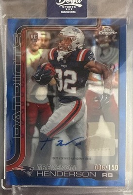 2025 Chrome Rookie Auto TreVeyon Henderson #RA-THE Blue Refractor /150 (AU, RC)