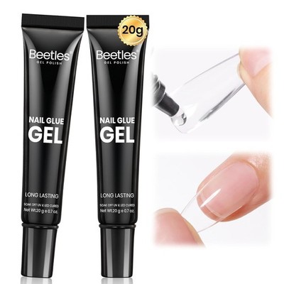 Beetles Nail Glue Gel 2x20g UV Solid Tip Gel for Fake Nails, Acrylic Extensions