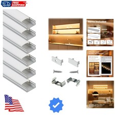 6Pack 3.3FT/1M LED Channel Aluminum U Shape Silver LED Strip Diffuser Channel...